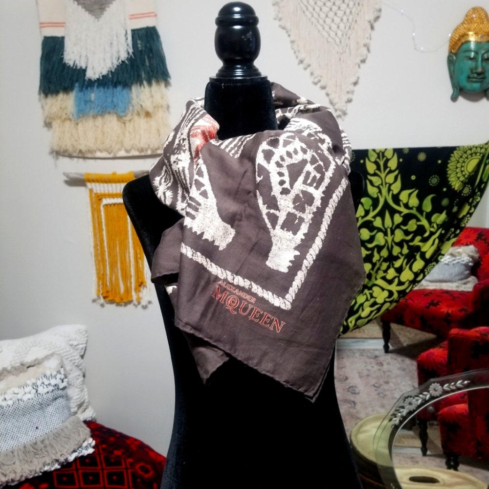 💯% Authentic Alexander McQueen. Shawl Square Scarf. (53" x 53").